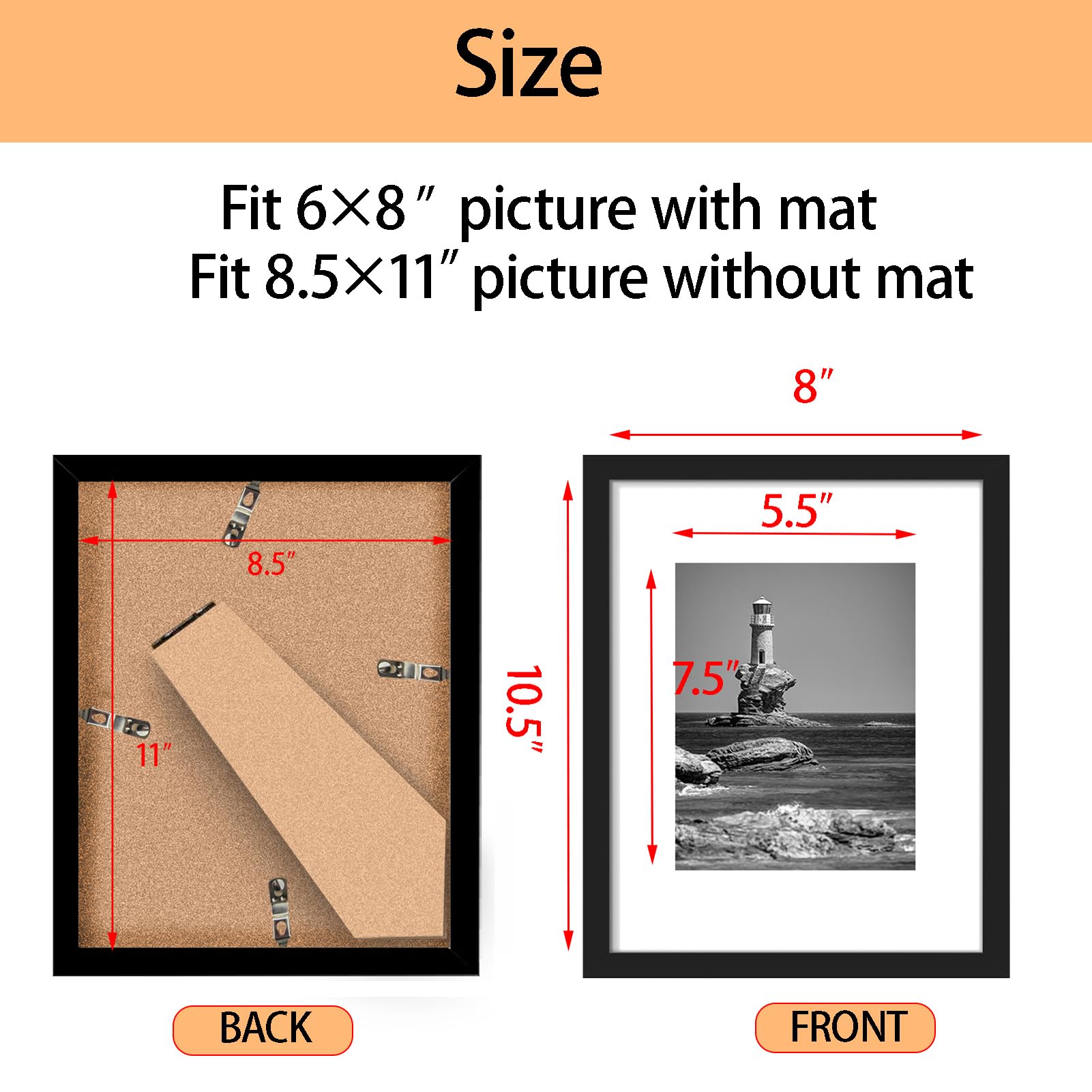 Amazon.co.jp: 8.5 x 11 写真フレーム5点セット マット付き 6 x 8